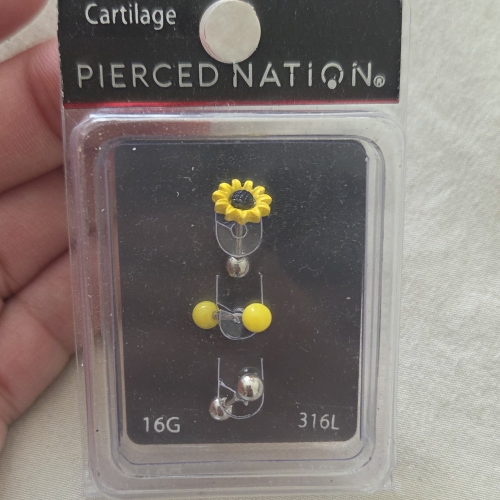 Pierced Nation Sunflower Cartilage Earrings 16G